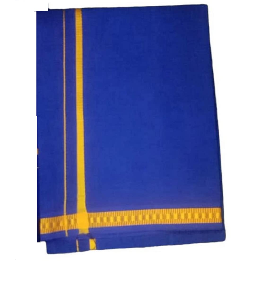 Naachaas Cotton Mens Single Pooja/Temple wear Gold Zari Border Colour Dhoti (1.28 X 2.00 mtrs)-image-33