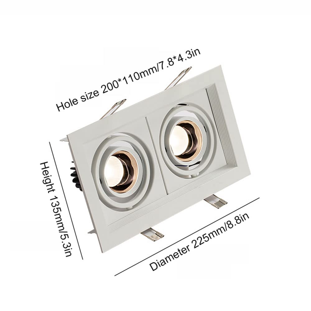 Lot de 12 Lampes suspendues Modernes de 22,4 cm, carrées, à cardan, Finition Blanche/Noire, luminaires encastrés à LED, IRC 90+, 7 W, Double Spot 4 000 K