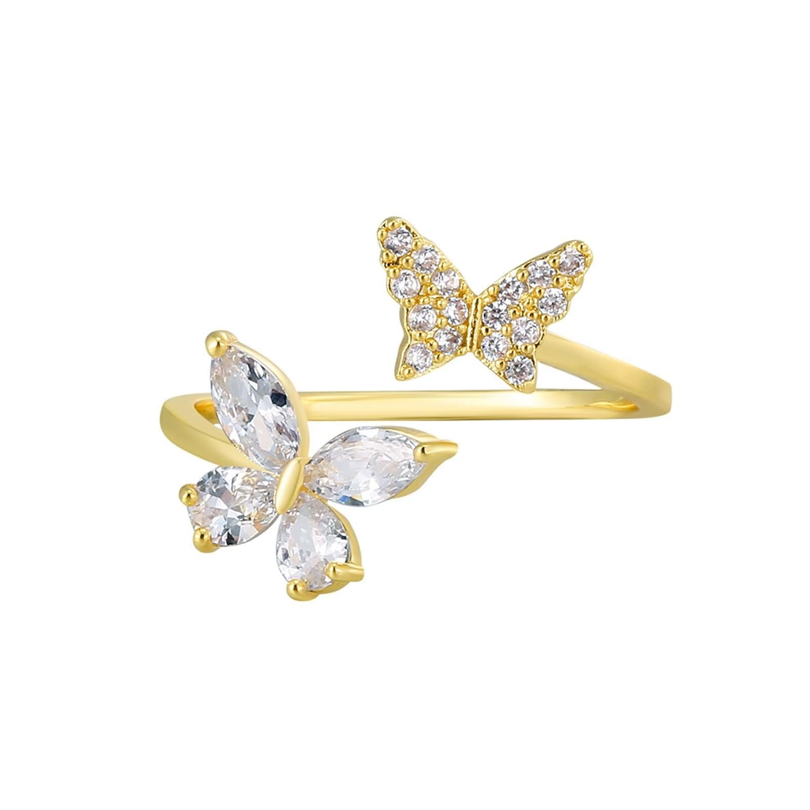 Anelli Donna Anniversario Farfalla con Moissanite, Anelli di Oro Donna 9K/14K/18K, Oro