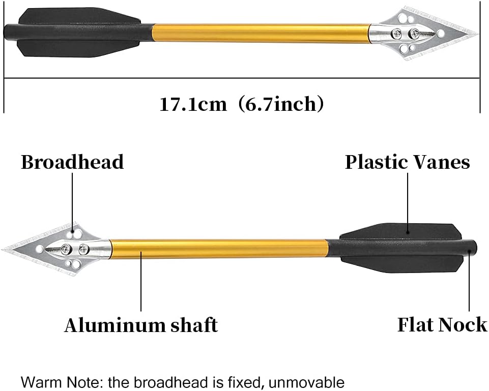 ZSHJGJR 6.7" Mini Crossbow Bolts Pistol Crossbow Bolts Arrows with Steel Broadheads Tip for Archery Practice Darts Arrow Hunting Fishing 6/12pcs