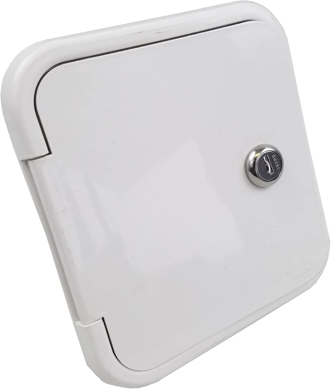 RV Trailer Camper Gravity Fill Dish | Fresh Water Hose Connection | JFE02 White | Gravity Water Fill Dish Connector | Lockable Door