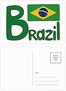 Brazil National Flag Green Pattern Postcard Set Birthday Mailing Thanks Greeting Card
