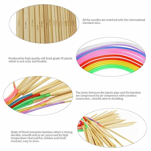 Celine Lin 18 Sizes 32 Inch"(80Cm) Colorful Circular Bamboo Knitting Needles Crafts Knitting Tools(2Mm-10Mm) #TOP1