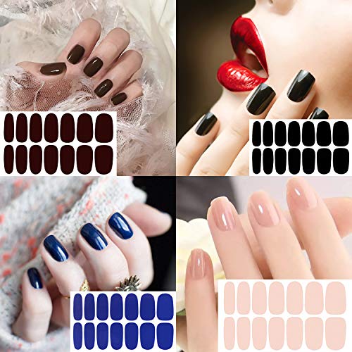 Nail Polish Strips, Danneasy 24 Sheets Self Adhesive Nail Wraps Solid Color Nail Sticker Polish Manicure Kit With 1Pc Nail File + Wood Cuticle Stick #TOP3
