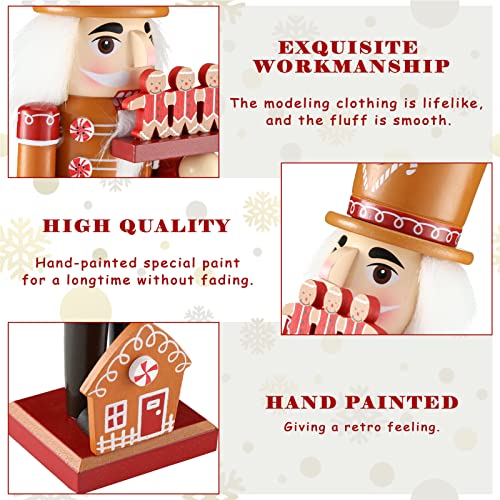 Karenhi 15 Inch Christmas Wooden Nutcracker 15 Inch Traditional Nutcracker Festive Decor for Xmas Party Shelves and Tables(Gingerbread Man)