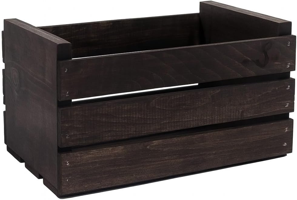 Darla'Studio 66 Vintage Dark Stained 45 RPM Record Holder Wood Crate