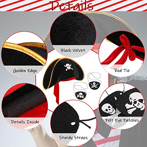 12 Pieces Pirate Accessories For Kids Include 4 Pirate Hat Kids Skull Cap And 8 Pirate Eye Patches For Halloween Pirate Party Supplies Caribbean Fancy Dress Captain Costume Cosplay Prop For Women Men #TOP2