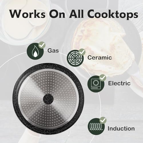 image for SNOWCLAD Crepe Pan,11 in Nonstick Crepe Pan, Granite Flat Skillet,non 