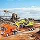 Mostop 1:50 Maßstab Alloy Tieflader mit Bagger, Metall Baufahrzeug Modelle Spielzeug für 3 4 5 6 Jahre alte Kinder Jungen Mädchen (orange)