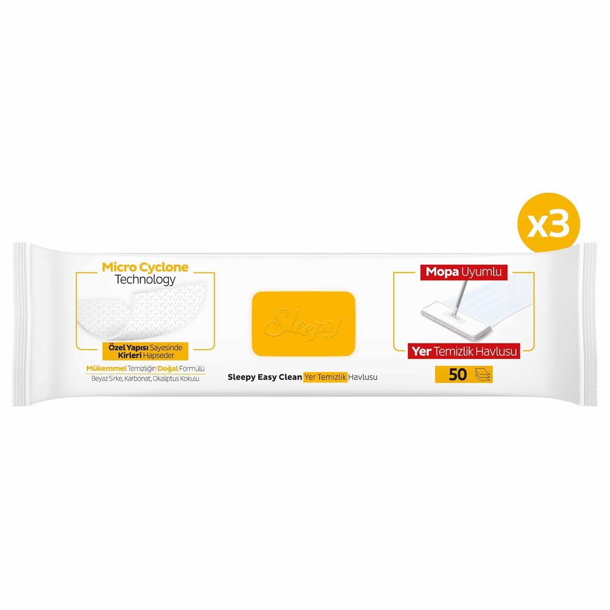 Sleepy Easy Clean Arabic Soap Additive Mopa Compatible Boden-Reinigungstuch 3x50 (150 Blatt)