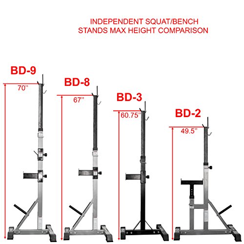 Valor Fitness BD-8 Independent Squat Stand Towers with Adjustable Uprights, J-Hooks, and Safety Catches