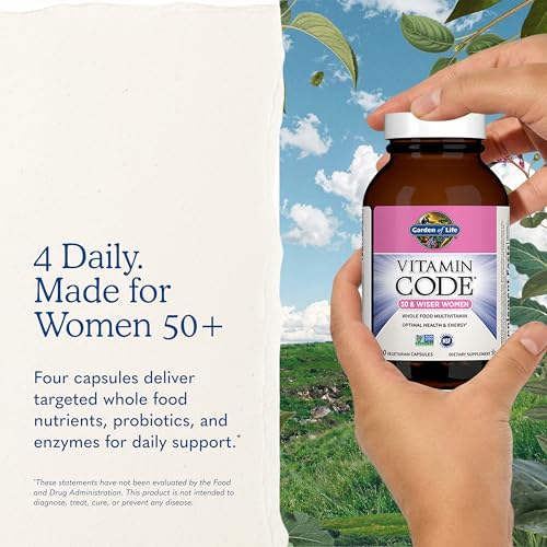 Garden of Life Vitamin Code Women 50 & Wiser Multivitamin, 240 Capsules | Whole Food Women's Vitamins with Probiotics, Digestive Support, Immune Support, Non-GMO, Gluten-Free, Kosher - image 7