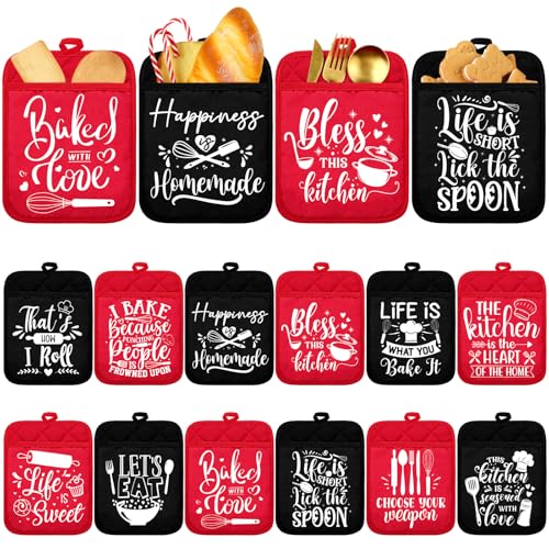 Jingmore 12 Pcs Funny Kitchen Pot Holders with Pocket Present Bulk
