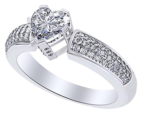 0.68 Ct White Natural Diamond Heart Engagement Ring in 14k Rose Gold Ring Size - 11.5