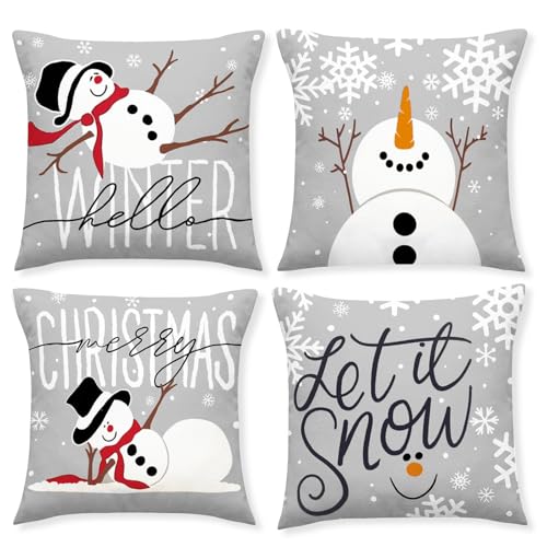 SUFANG Weihnachten Kissenbezug, 4 Stück 45x45 cm...