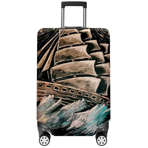 Travel Luggage Cover Suitcase Protector Scratch-Resistant Fit Not Included Suitcase Blue And White Abstract Painting M-22-24in
