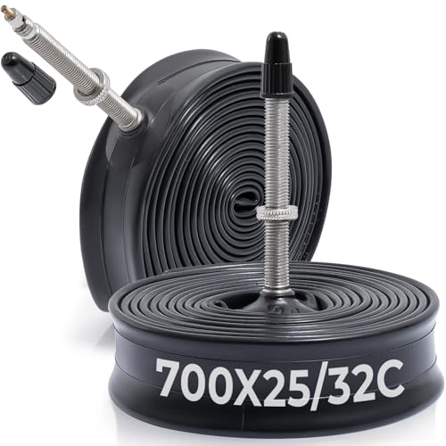 MetersGod 2本 700x25c/28c/30c/32c 自転車チューブ,700x25-32c 自転車タイヤに対応,仏式バルブ60mm,ブチルゴム,適用ロードバイク、クロスバイク、シティバイク,MGN042