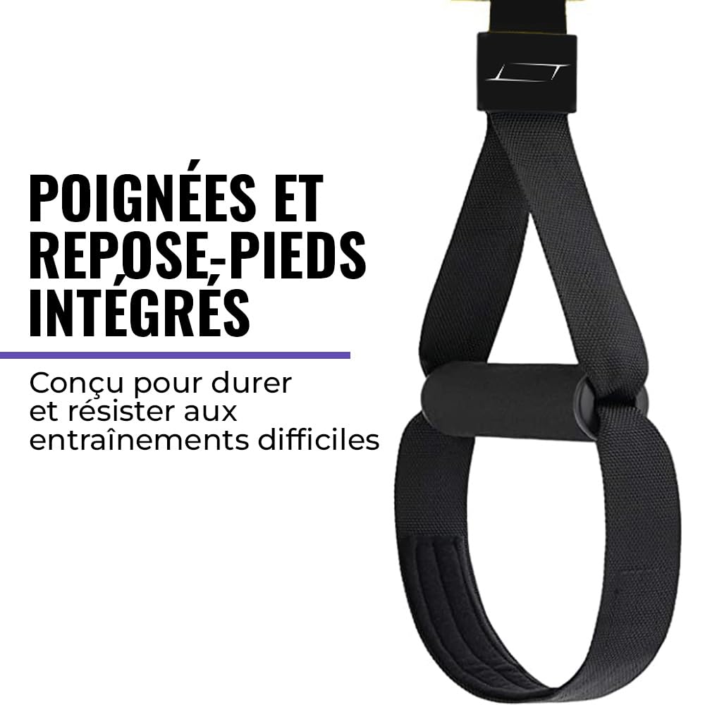 Trx Musculation, Sangles Multifonctions Réglables pour Entraînement en Suspension à Domicile, Trx pour Calisthenics, Fitness, Crossfit, adapté pour Flexion et Suspension d'Entraînement