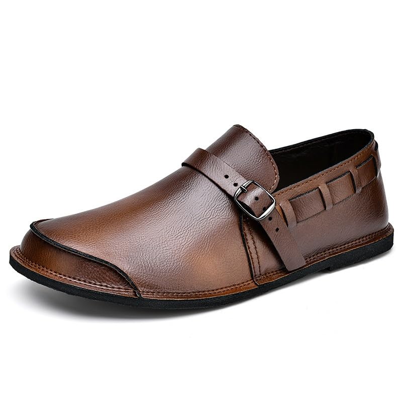 Men's Genuine Leather Buckle Casual Slip-On Loafers Comfort Classic Shoes Fashion Driving Business Dress Shoes2