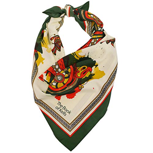 Patrick Francis Cream And Bottle Green Celtic Poly Long Square Scarf