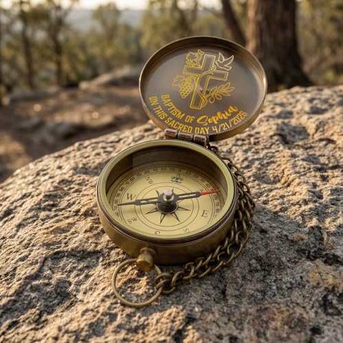 Brújula personalizada de latón 2 pulgadas grabada miniatura 5