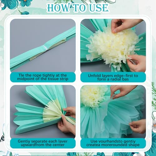 Image of Chunful 5 Pcs 30'' 24'' Gaint Colorful Paper Flower Boho Hanging Tissue Paper Flowers Wall Decoration Large Pink Blue Purple Large Crepe Flower for Baby Shower Wedding Birthday Classroom Bridal Shower