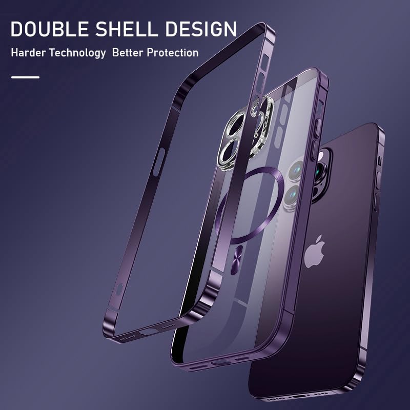Coque iPhone 15 compatible MagSafe transparente avec cadre antichoc en acier
