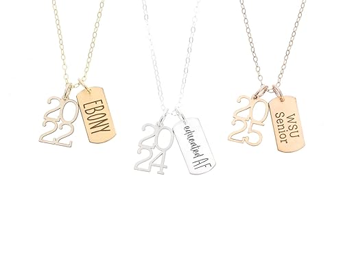 Graduate Gift Custom Senior Year Necklace - IBD - Custom Name or Quote - 14K Gold Filled Sterling Silver Charm