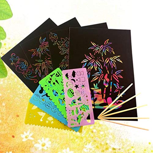 Conjunto de arte em papel de raspar da Exceart Arte de Arranhão Arco-Íris Preto Scratch It Off Papel