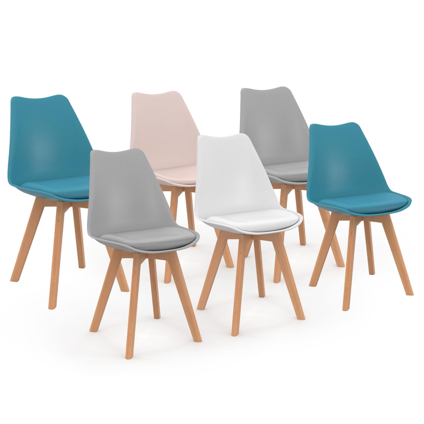 Chaises scandinaves SARA IDMarket lot de 6 design mix color pastel pour salle à manger