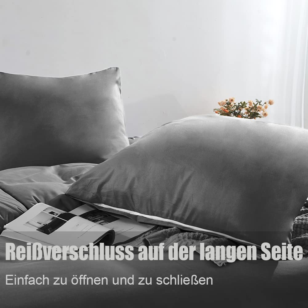 Amolavet Set di 2 Federe Cuscino 80 x 80 cm, Colore Nero, con Chiusura in Microfibra Spazzolata