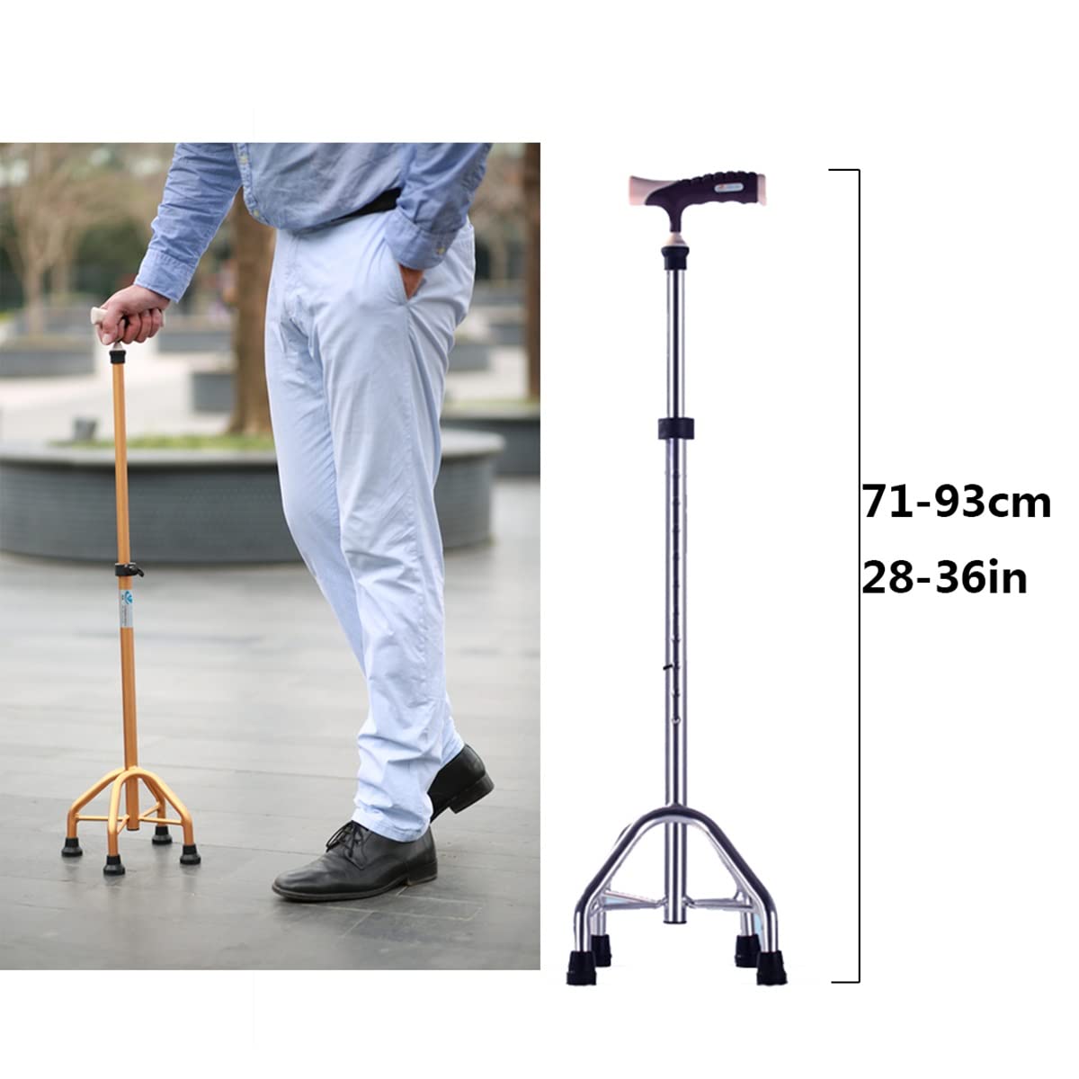 Stampelle a quattro piedi in alluminio/bastone da passeggio Stampelle leggere antiscivolo resistenti all'usura regolabili in altezza per donne e uomini con manico in PVC per anziani Star of Light