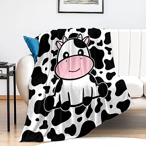 Image of Cute Cow Blanket Soft Cozy Flannel Cow Throw Blankets Kids Adults for Bedding Bedroom Living Rooms Sofa Full Season Gifts 50"x40"