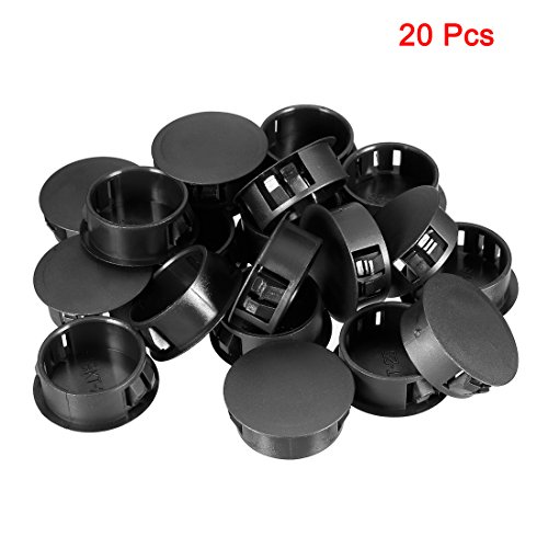 Image of uxcell Hold Plugs,20pcs 24.7mm x 11.4mm Black Nylon Round Snap Locking Hole Plugs Cover