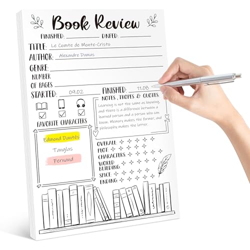 L1rabe Book Review Sheets - Back to School Gift 50 Sheets Reading Journal Notepad Tracking, Students...