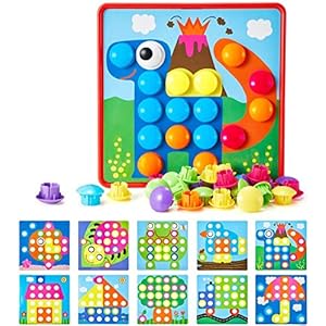 Geekper Speelgoed voor 2 3 4-jarige jongens, Peg Boards voor kinderen Mozaïek Pegboard Montessori Speelgoed voor peuters…