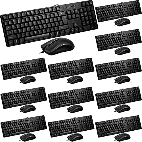 Fabbay 12 Pcs USB Wired Keyboard and Mouse 6 Wired Mouse...