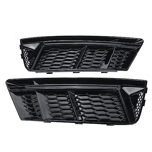 FGBQKP(小さな店) アウディ A4 B9 2016 2017 2018 車のフロントグリルメッシュサイドフロントバンパーフォグライトグリルカバーアクセサリー(Glossy Black)