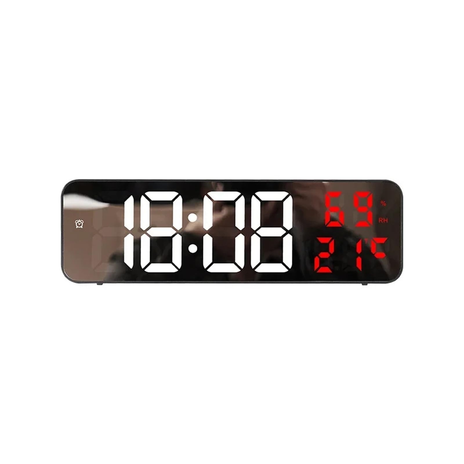 POAHNCU Alarm Clock, Large Digital Wall Clock Temperature Humidity Night Mode Snooze Version Electronic LED Alarm,for Heavy Sleeper(Red)