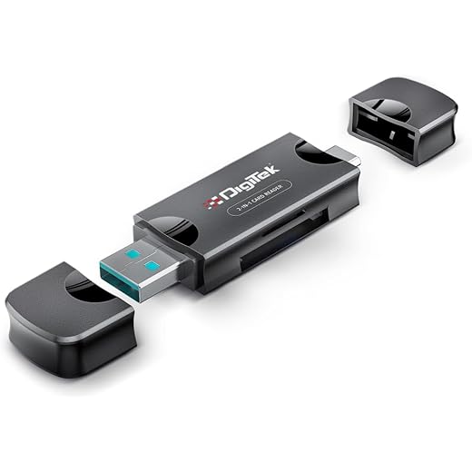 Digitek (DCR-007) USB-A 3.0 & Type C High-Speed Multi-Card Reader Supports All Standard SD/SDHC/SDXC and Micro SD/Micro SDHC/Micro SDXC Cards.