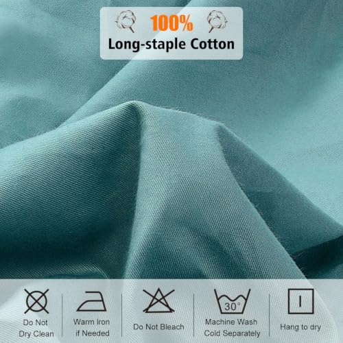 Image of Lirex Fitted Sheet, Full Size 100% Cotton 300 Thread Count Soft Breathable Fitted Sheet, Blue