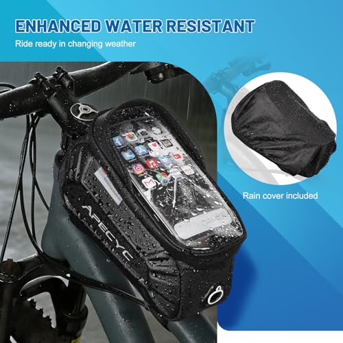 Bike Frame Bag, Waterproof Cycling Front Phone Bag with 3M