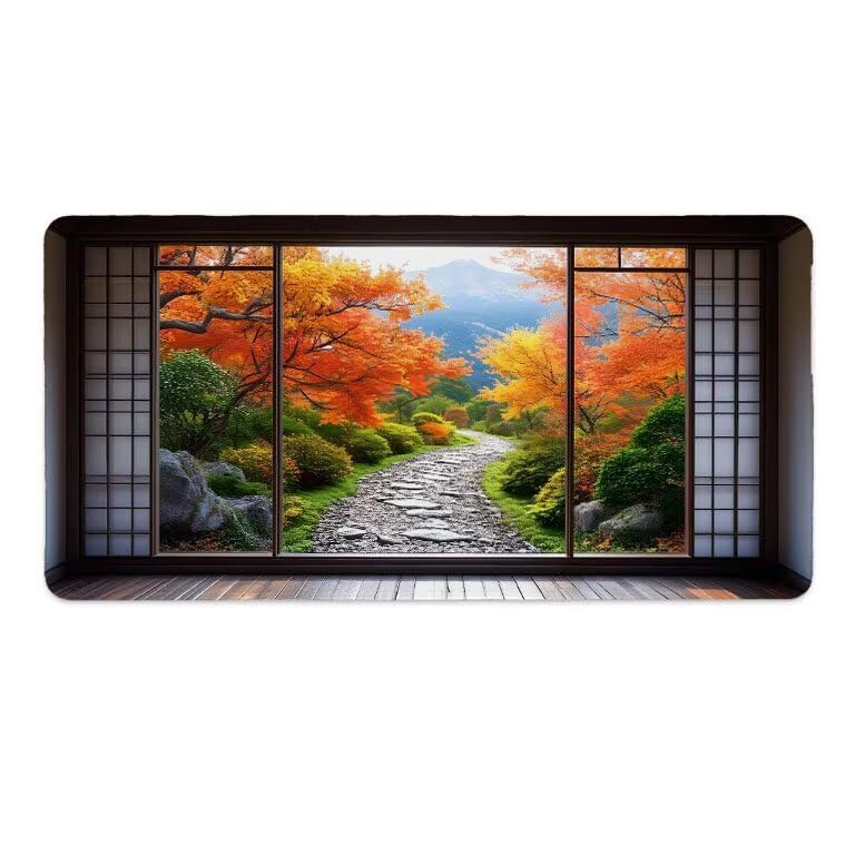 Tappetino Mouse Gaming XXL 1600 x 800 mm Tappetino Antiscivolo Sottomano Da Scrivania Per Mouse e Tastiera, Con Base In Gomma Antiscivolo, Lavabile, Mouse Pad Giapponese giardino, Regalo per Uomo L837