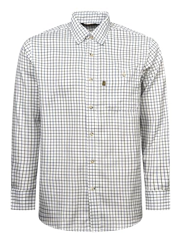 Chemise à carreaux Tattersall manches longues pour homme en coton doux