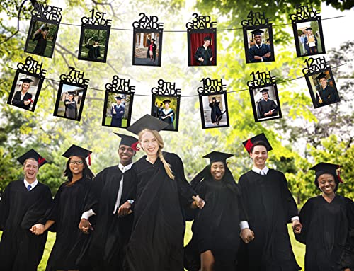 Image of Graduation Party Decorations 2026 2027 Graduation Photo Banner for Class of 2026 Party Photo Display K-12 Picture Banner 6x8 inch for High School Party Supplies SG063BK-XL