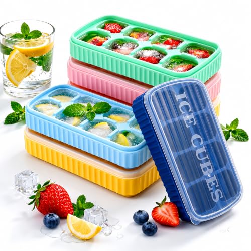Samuelworld SUCGLES Large Silicone Ice Cube Trays with Lids Pack of 3 - Image 2
