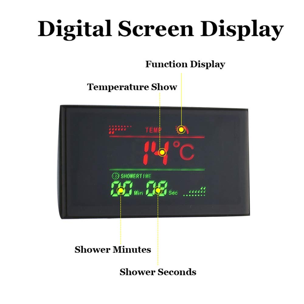 Set Doccia Combinato con Miscelatore a Pioggia Dorato e Display Digitale, Rubinetto Doccia a Parete per Bagno con soffione, doccetta a Mano e Bocca di erogazione per,8 Inches