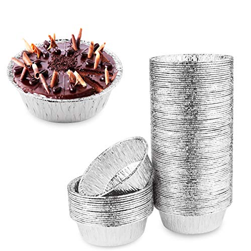 Oopsu 125 Pack 5" Round Tart Pie Foil Pans Disposable Pans Aluminum Foil Tart & Pie Tins Pans for Baking,Cooking,Storage or Reheating