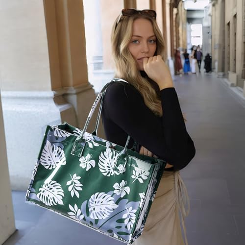 Image of KALIDI PVC Tote Bag Women's Kraft Paper Work Handbags Purses with Top Handle