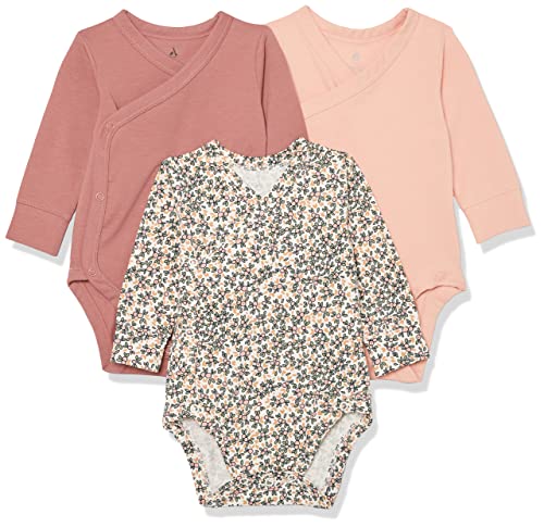 Image of Amazon Essentials Unisex Babies' Cotton Long-Sleeve Side Snap Bodysuit (Previously Amazon Aware), Pack of 3